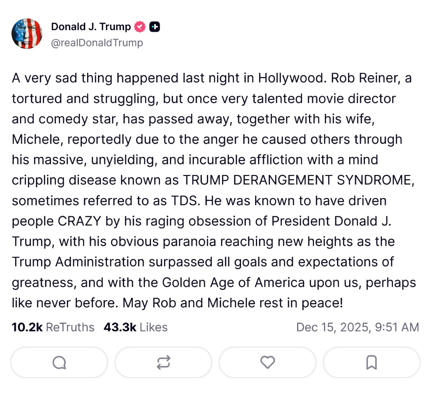 Trump Truth Social post